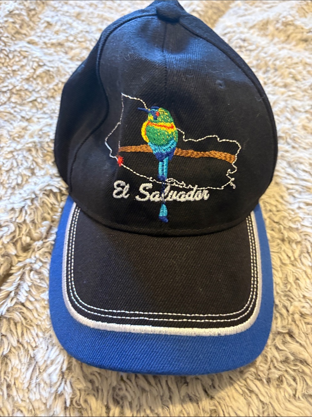 ACAF El Salvador Baseball Cap Mens OSFA Black Blue Good Bird Souvenir Hat